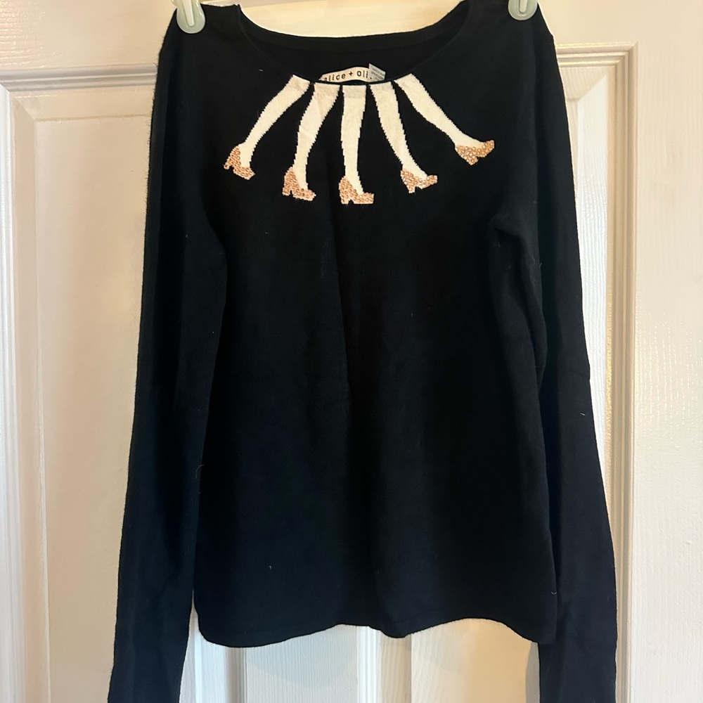 Alice + Olivia Black and White Top with Embellishments